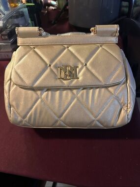Badgley Mischka Gold Quilted Handbag NWT